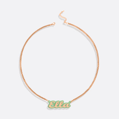 Enamel Script Name Necklace