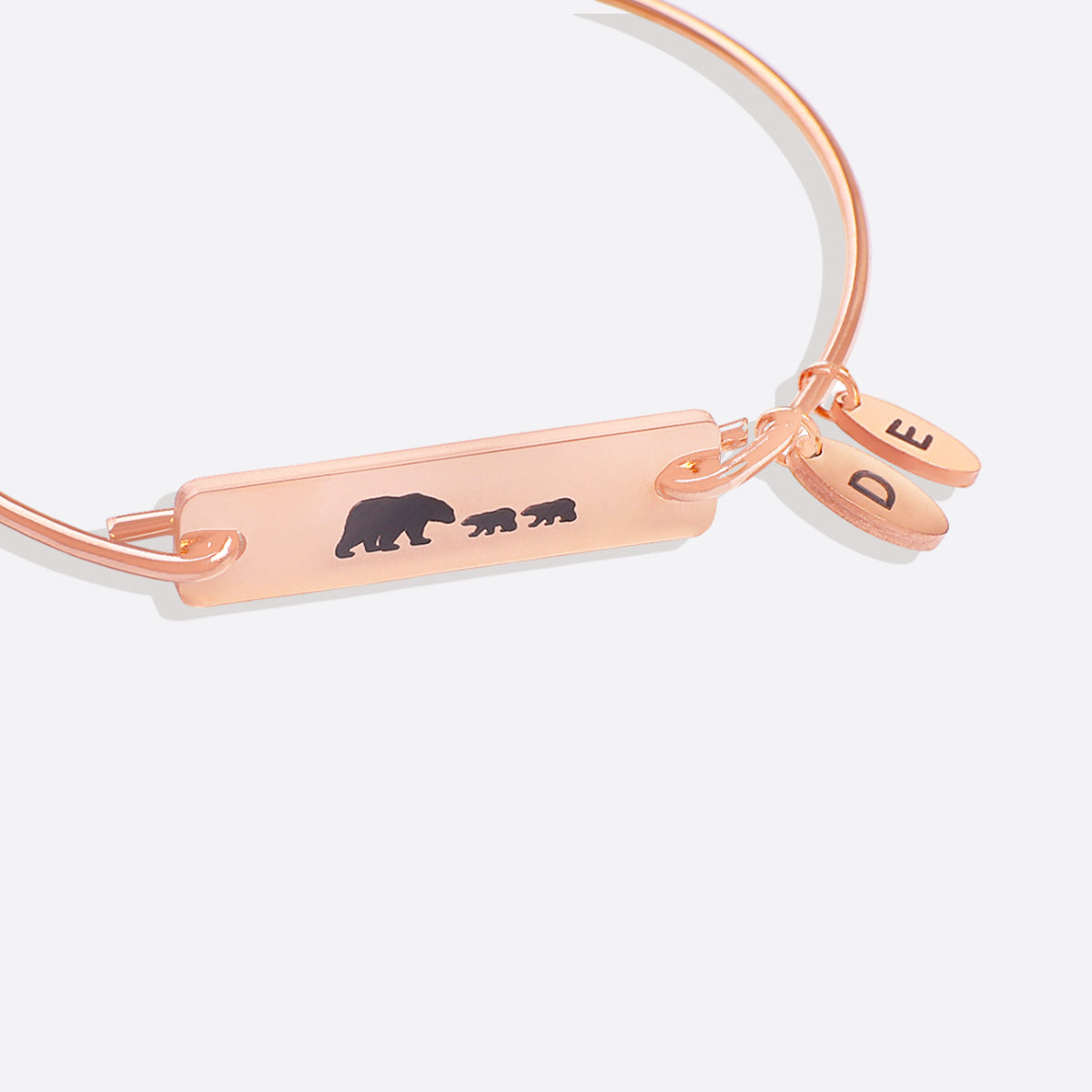 Mama Bear with Cubs Dainty Bangle Bracelet - Up to 5 Cubs