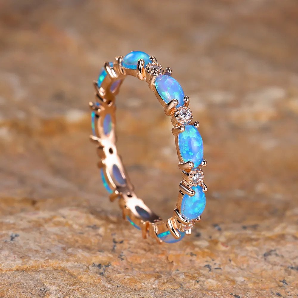 Fire Opal Eternity Band