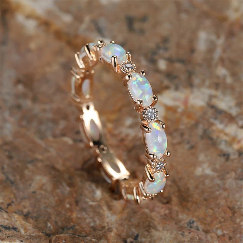 Fire Opal Eternity Band