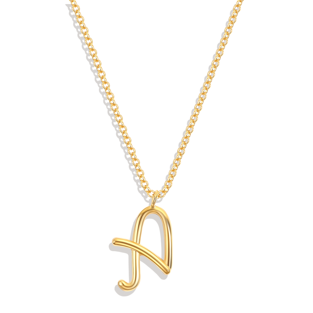 Flow Script Initial Necklace