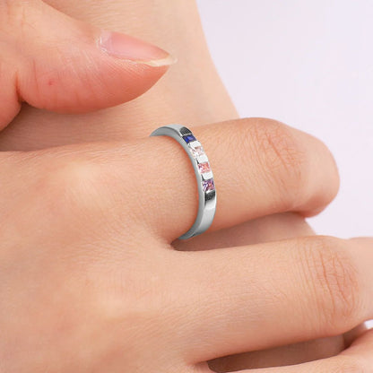 Princess-Cut Birthstone Band Ring