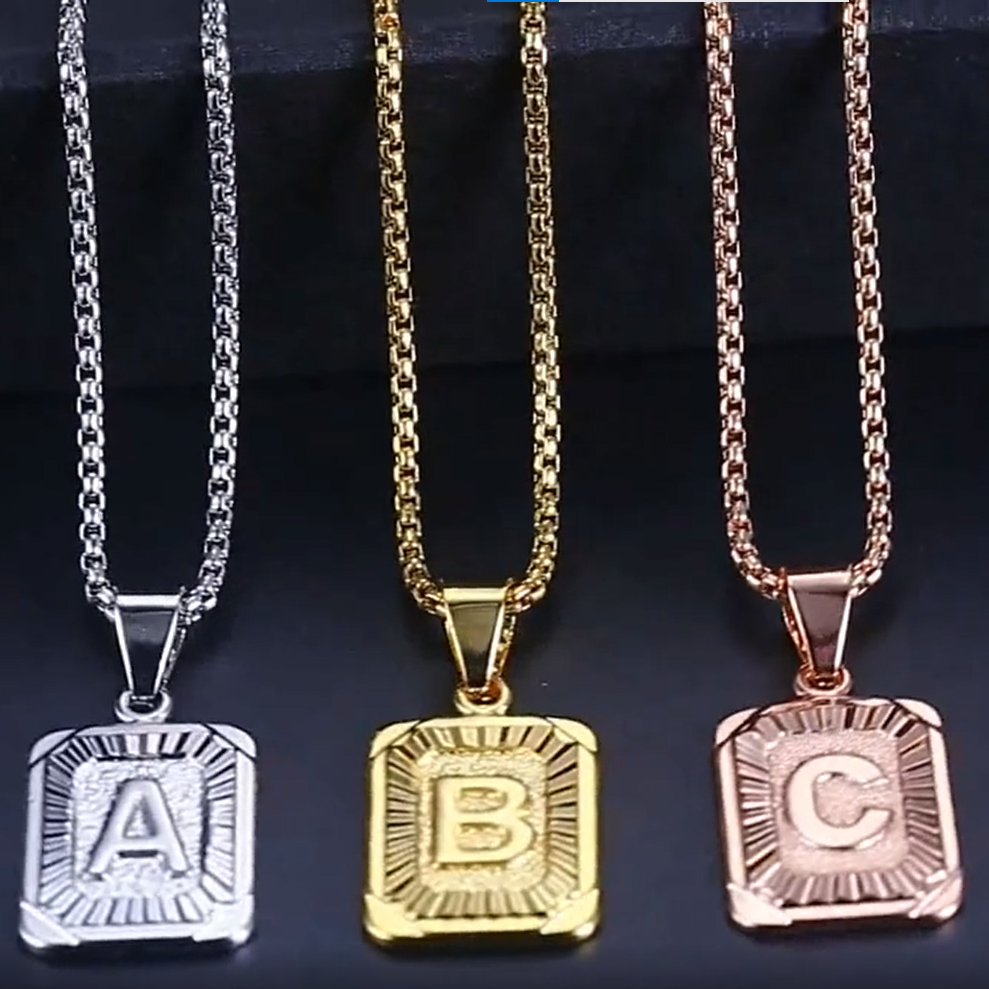 Initial Card Pendant Necklace