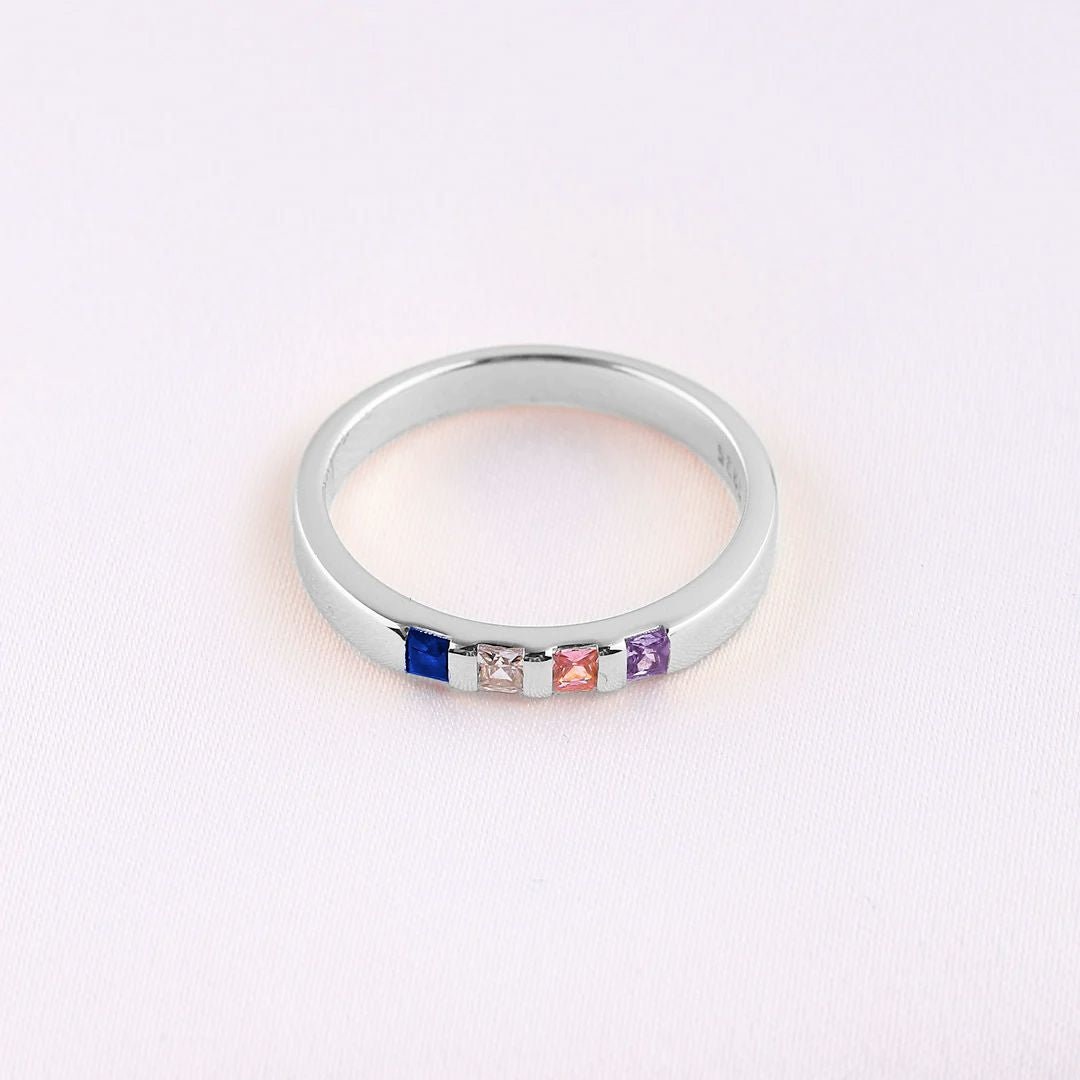 Princess-Cut Birthstone Band Ring