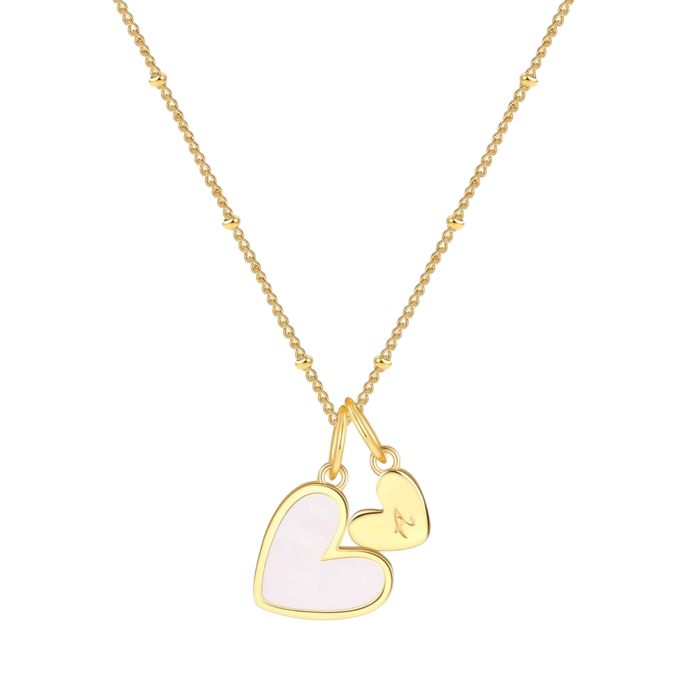 Mother Of Pearl Initial Heart Necklace