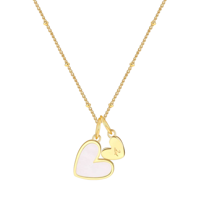 Mother Of Pearl Initial Heart Necklace