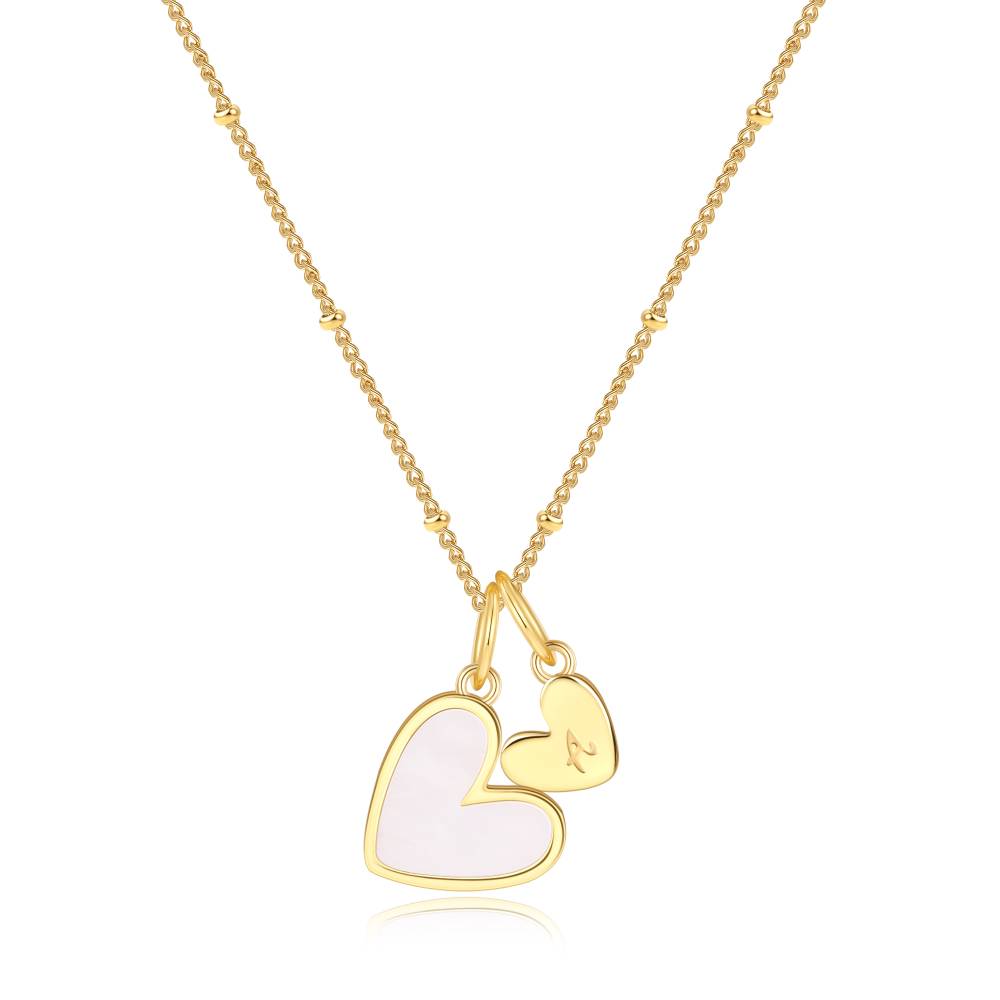 Mother Of Pearl Initial Heart Necklace