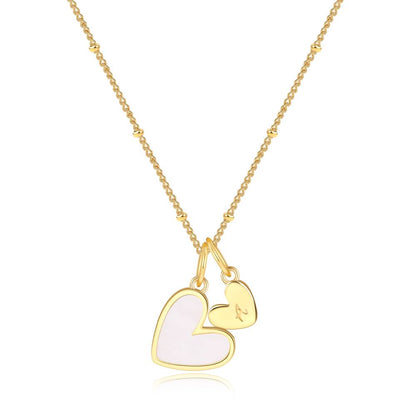 Mother Of Pearl Initial Heart Necklace