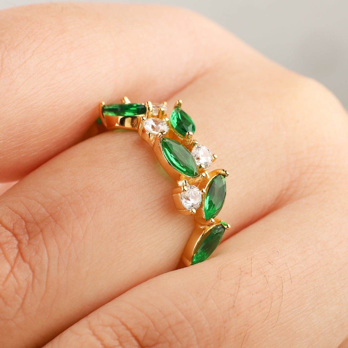 Marquis Gemstone New Leaf Ring