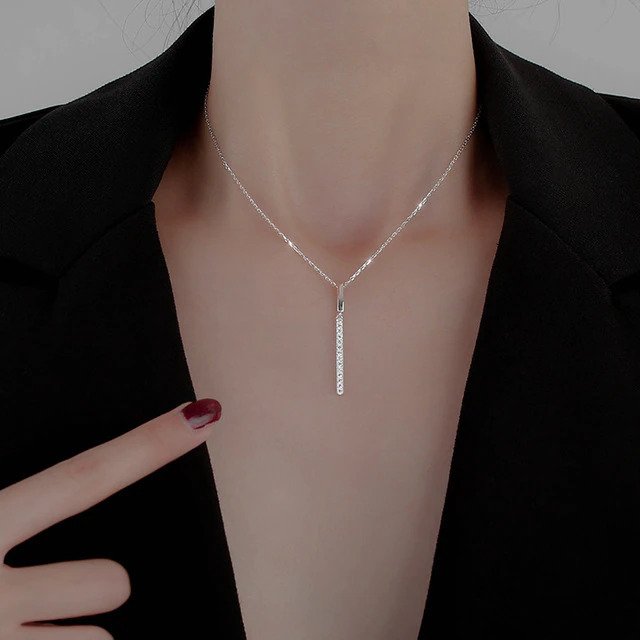 Pavé Strip Pendant Necklace