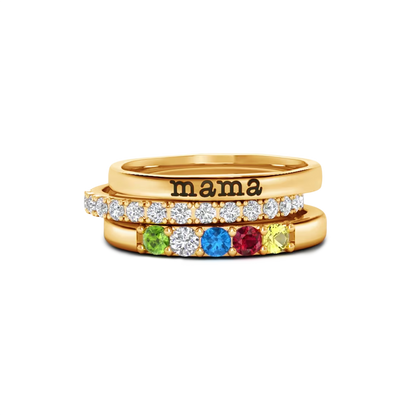 Personalized Birthstones Stacking Name Rings