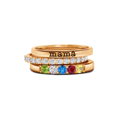 Personalized Birthstones Stacking Name Rings