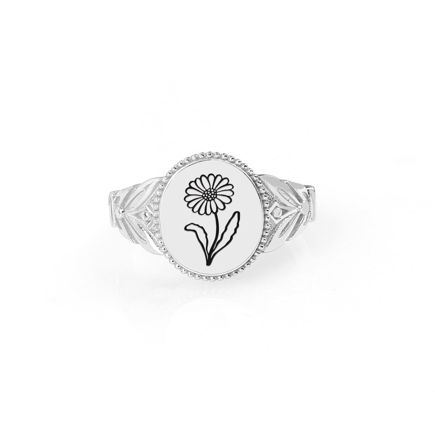 Birth Flower Signet Ring