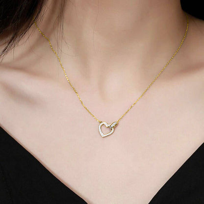 Pave Linked Heart Necklace