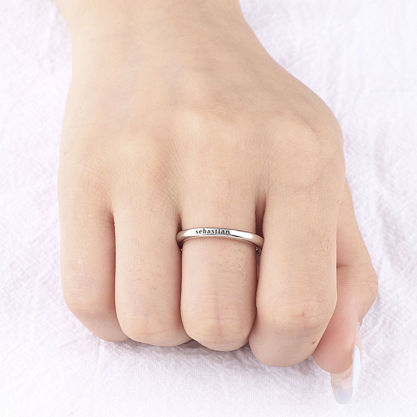 Sterling Silver Stamped Stackable Name Ring