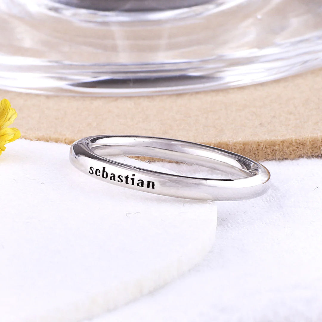 Sterling Silver Stamped Stackable Name Ring