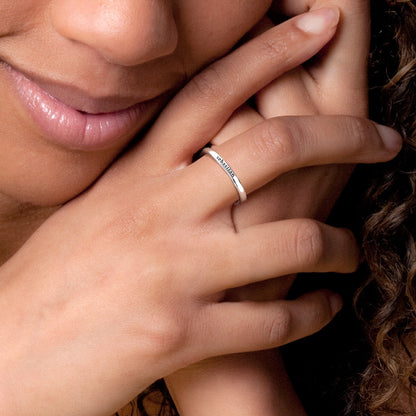 Sterling Silver Stamped Stackable Name Ring