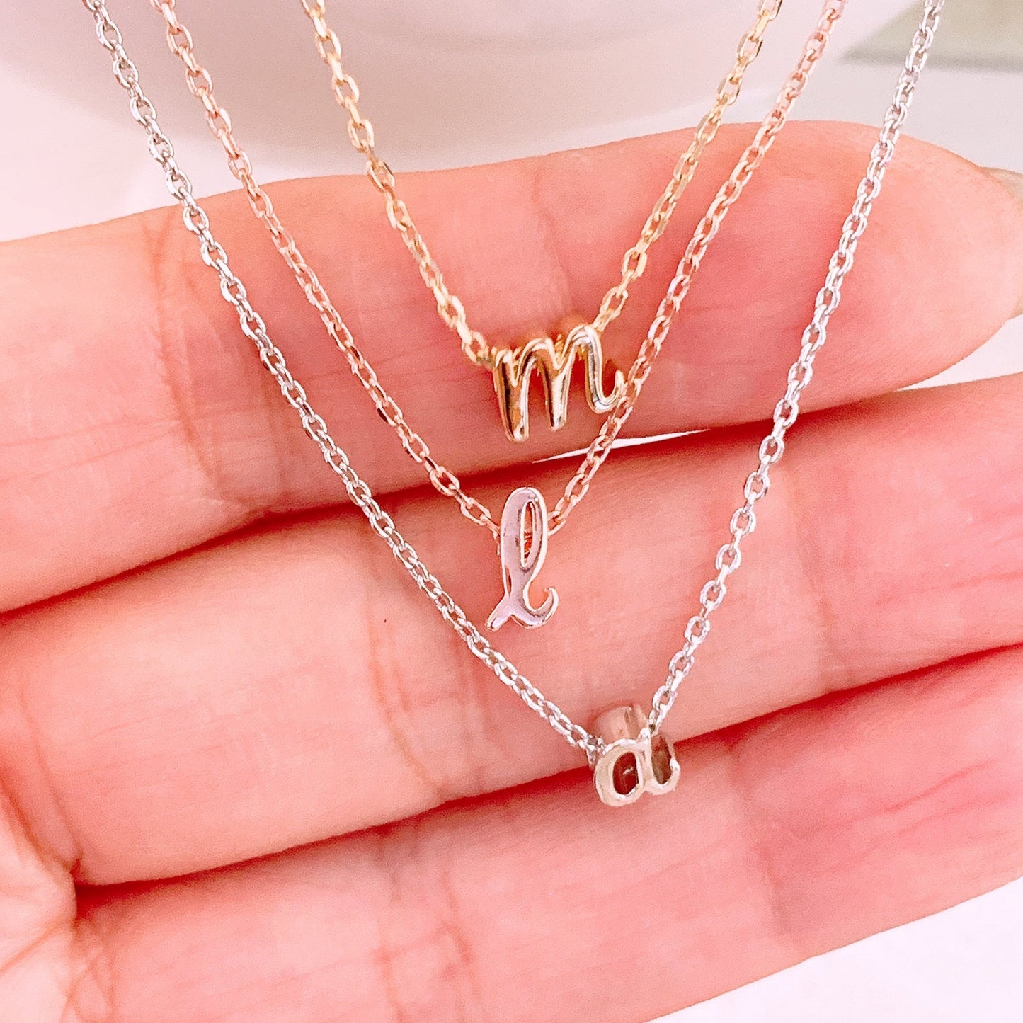 Tiny Initial Script Necklace