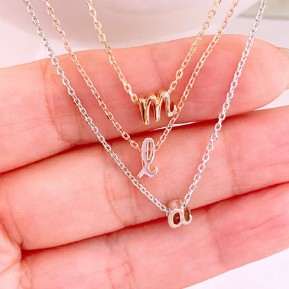 Tiny Initial Script Necklace