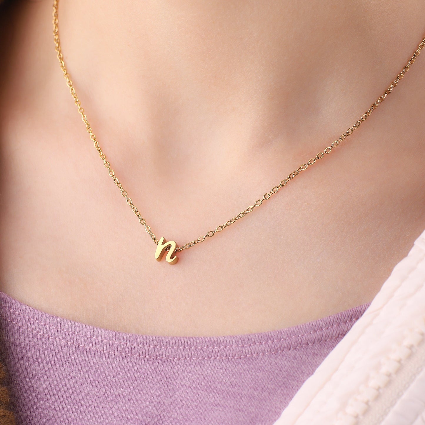 Tiny Initial Script Necklace