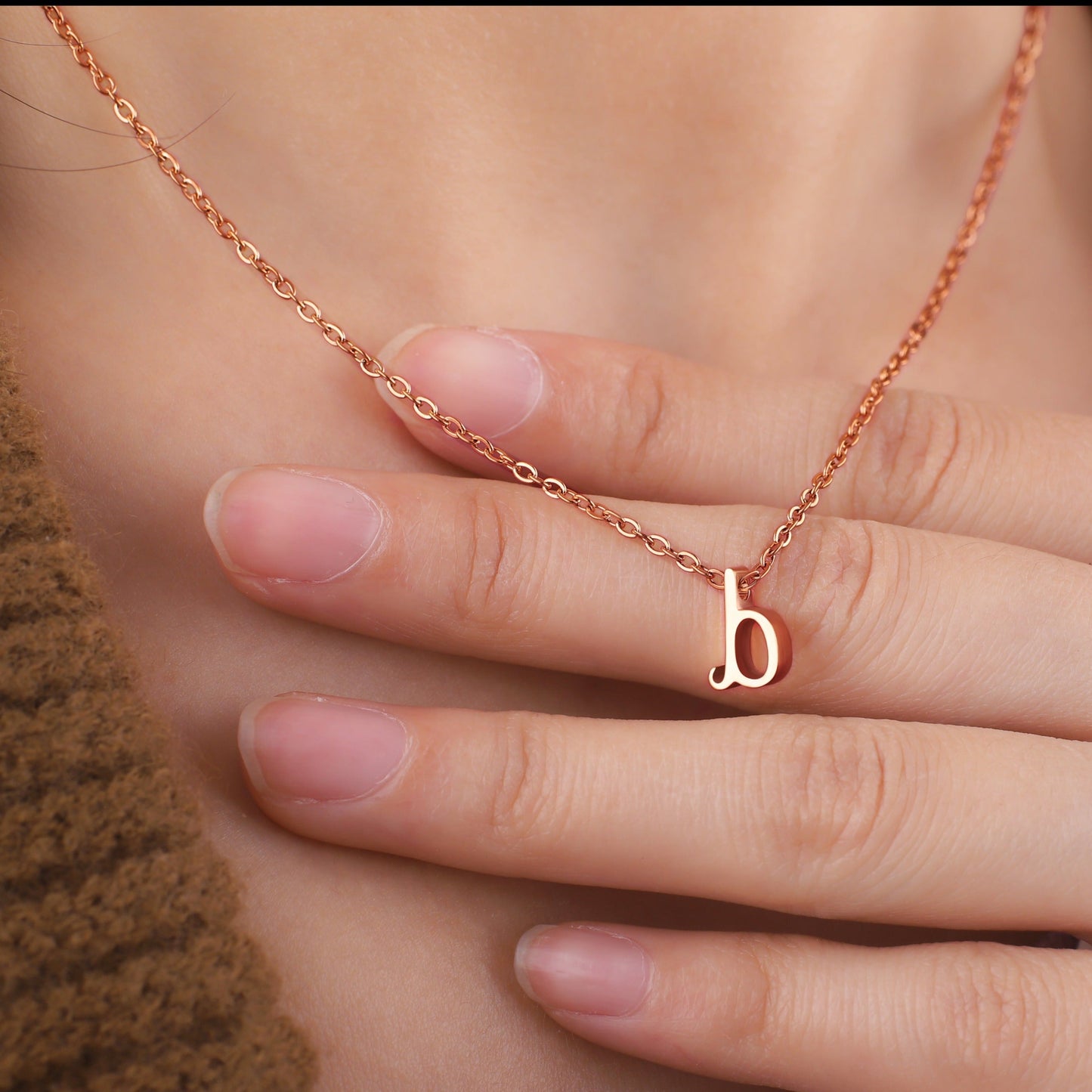 Tiny Initial Script Necklace