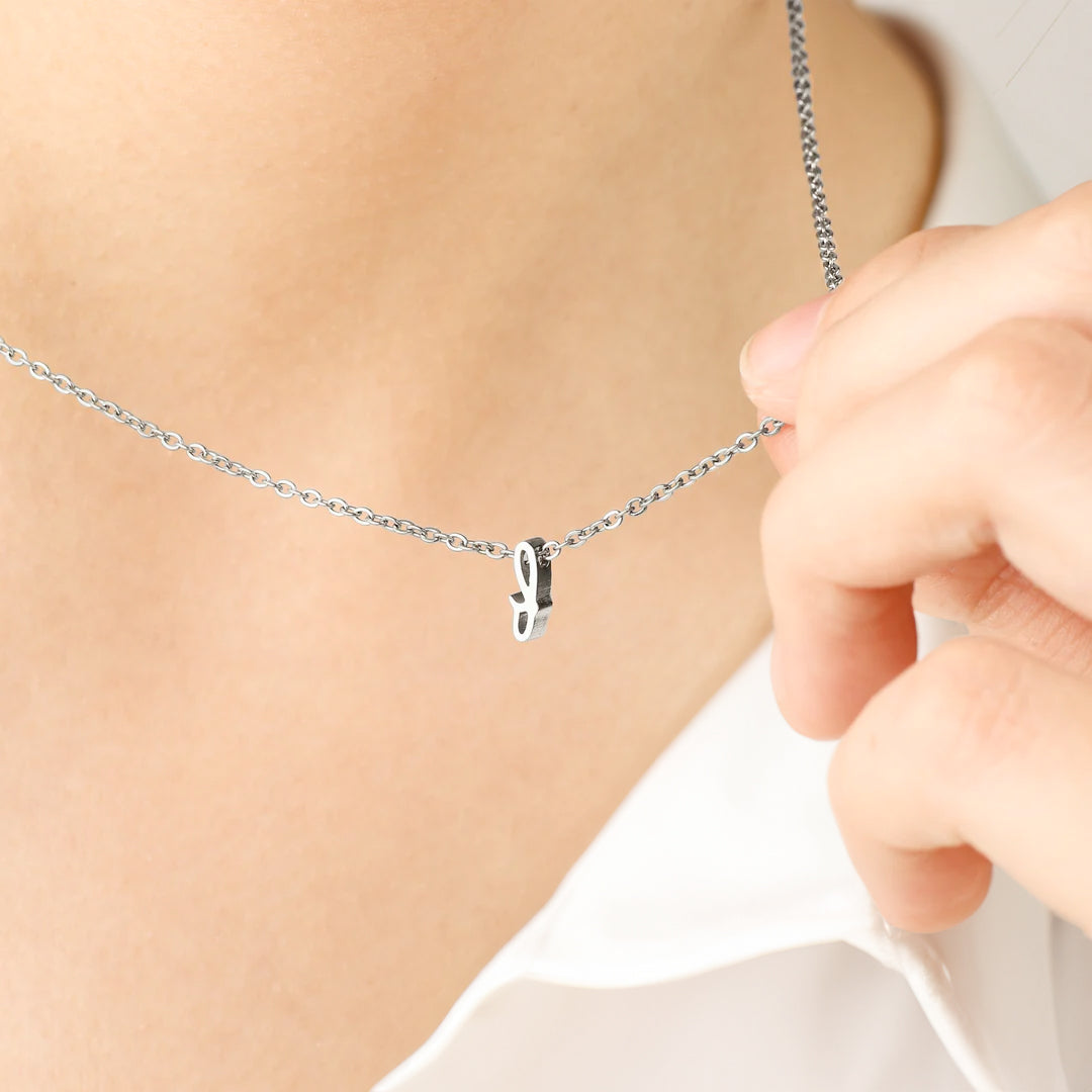 Tiny Initial Script Necklace