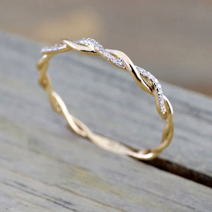 Dainty Pave Twist Stacking Ring